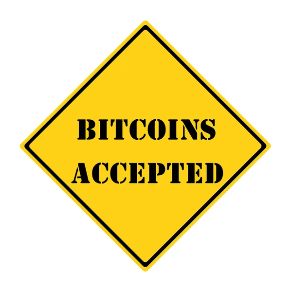 Bitcoins sinal aceito — Fotografia de Stock