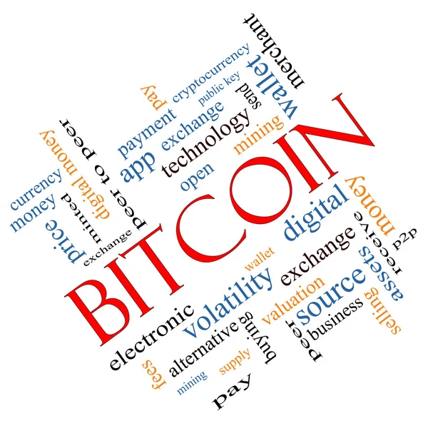 Conceito de nuvem de palavra Bitcoin angulado — Fotografia de Stock