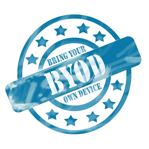 Blue Weathered BYOD Stamp Circles and Stars — Stock Photo, Image