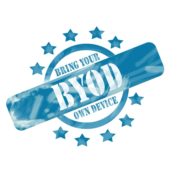 Blue Weathered BYOD Carimbo Círculo e estrelas design — Fotografia de Stock