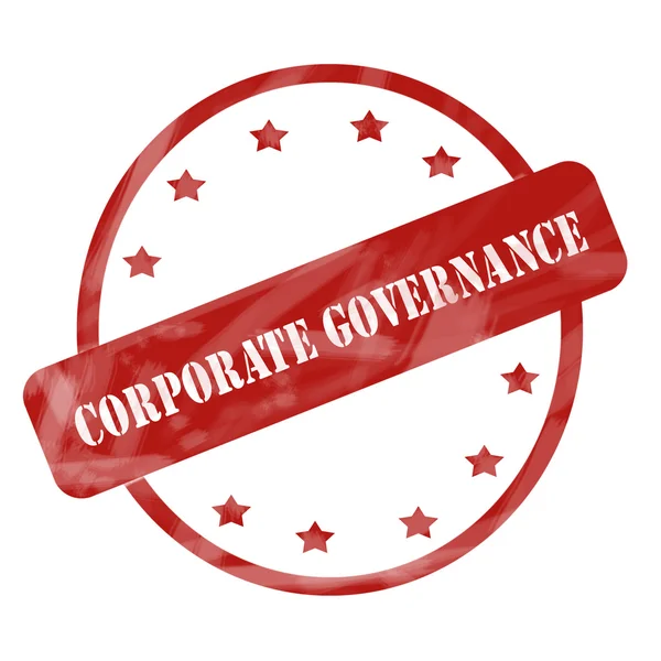 Cerchio di francobolli e stelle di Corporate Governance con clima rosso — Foto Stock