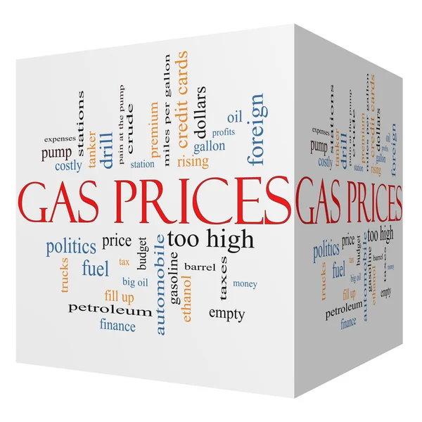 Precios del gas 3D cubo Word Cloud Concept — Foto de Stock