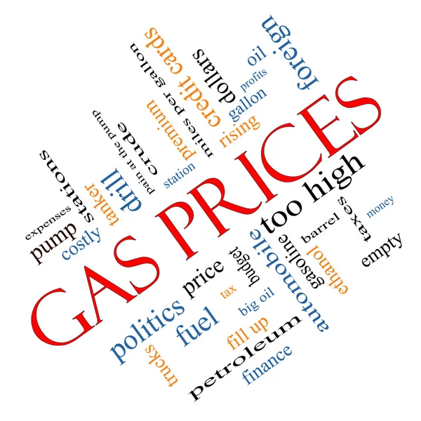 Precios del gas Word Cloud Concept en ángulo — Foto de Stock