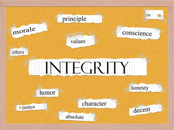 Conceito de palavra corkboard integridade — Fotografia de Stock