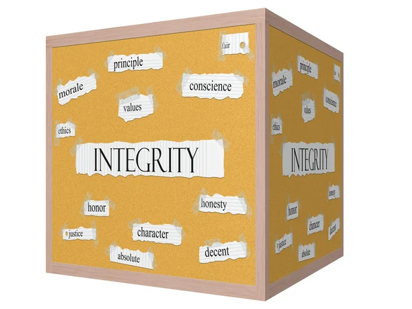 Integrity 3D cube Corkboard Word Concept — Stock Photo, Image