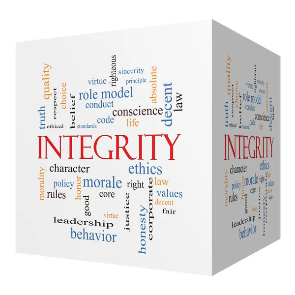 Integrity 3D cube Word Cloud Concept — Stock Photo, Image