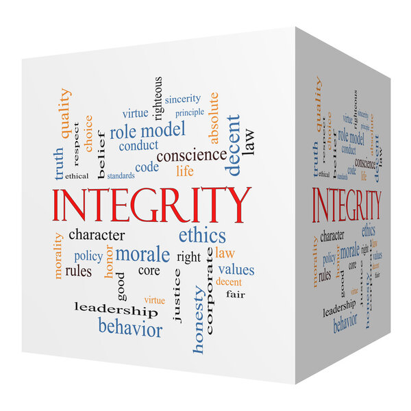 Integrity 3D cube Word Cloud Concept