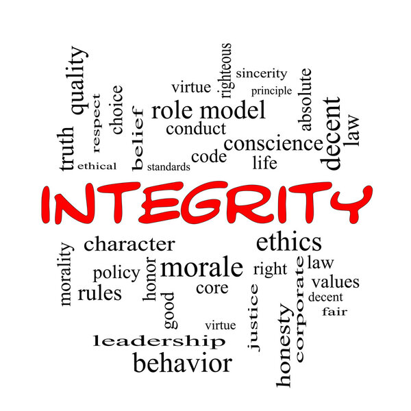 Integrity Word Cloud Concept in red caps