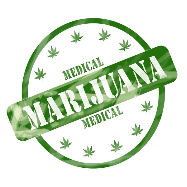 Green Weathered Medical Marihuana sello círculo y estrellas — Foto de Stock
