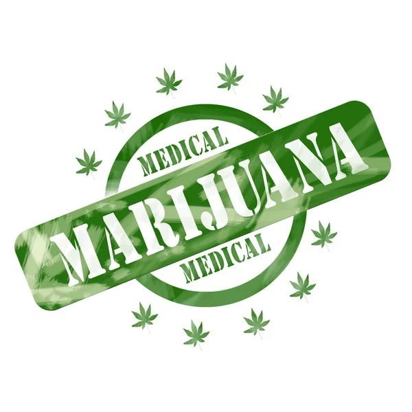 Green Weathered Medical Marijuana Stamp Circle і дизайн зірок — стокове фото