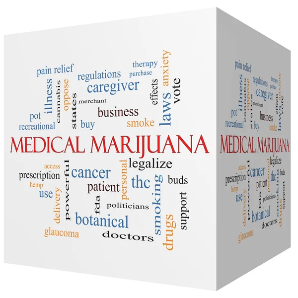 Medical Marijuana 3D cubo Word Cloud Concept — Fotografia de Stock