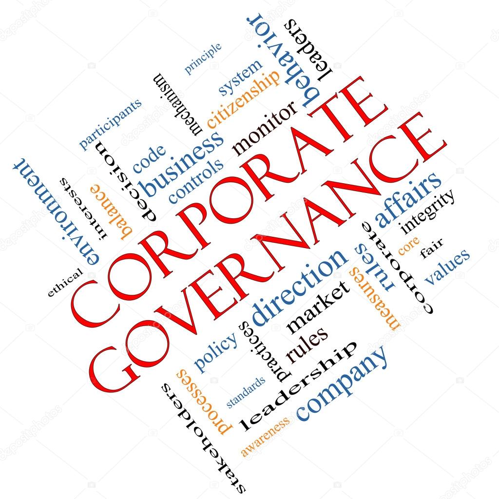 Corporate Governance Word Cloud Concept Angled