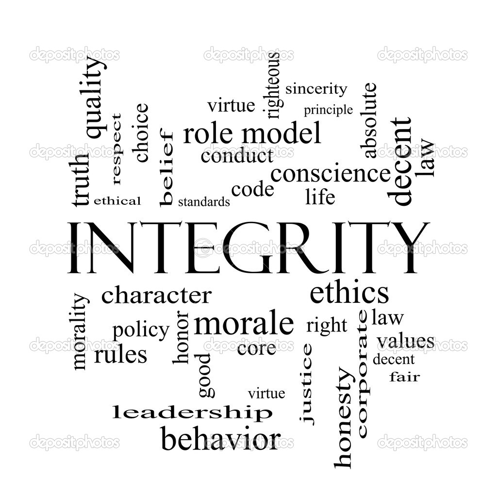Integrity Word Cloud Concept in black and white