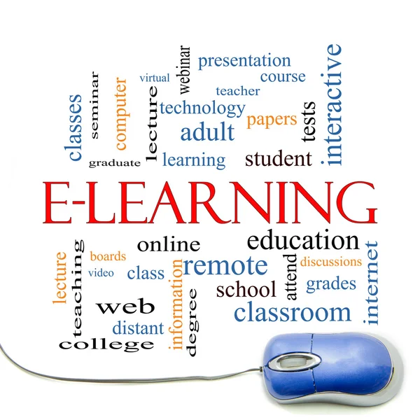 E-Learning Word Cloud Concept avec une souris — Photo