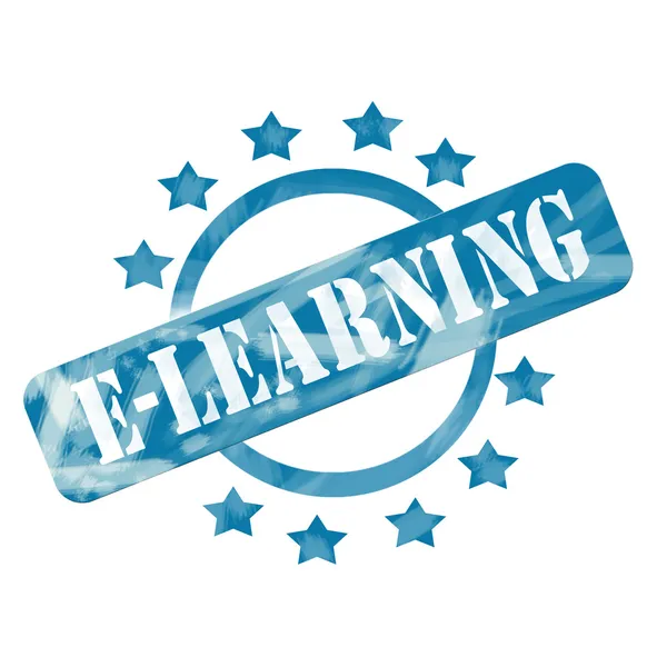 Blue Weathered E-Learning Timbro cerchio e stelle Design — Foto Stock