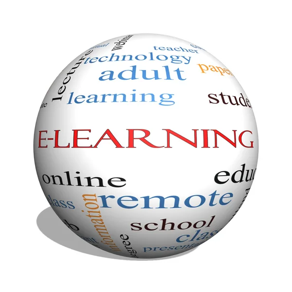 E-Learning 3D sphere Word Cloud Concept — Stock Photo, Image