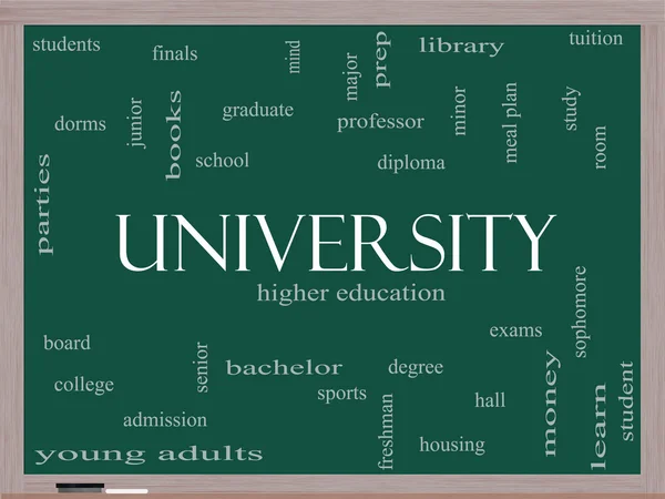 University Word Cloud Concept on a Blackboard — Stock Photo, Image