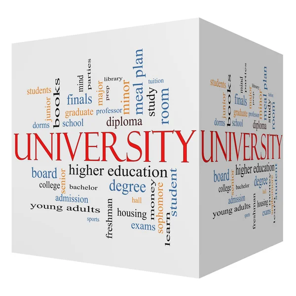 Universidad 3D cubo Word Cloud Concepto —  Fotos de Stock