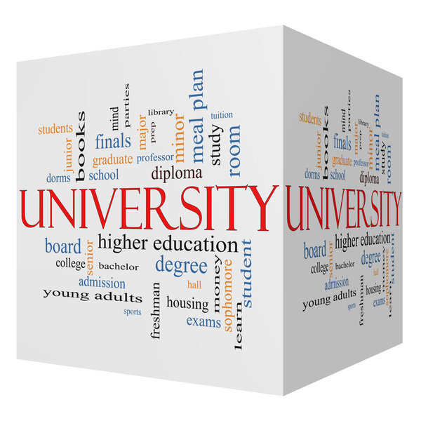 University 3D cube Word Cloud Concept