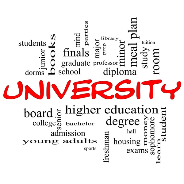 University Word Cloud Concept in red caps — Stock Photo, Image