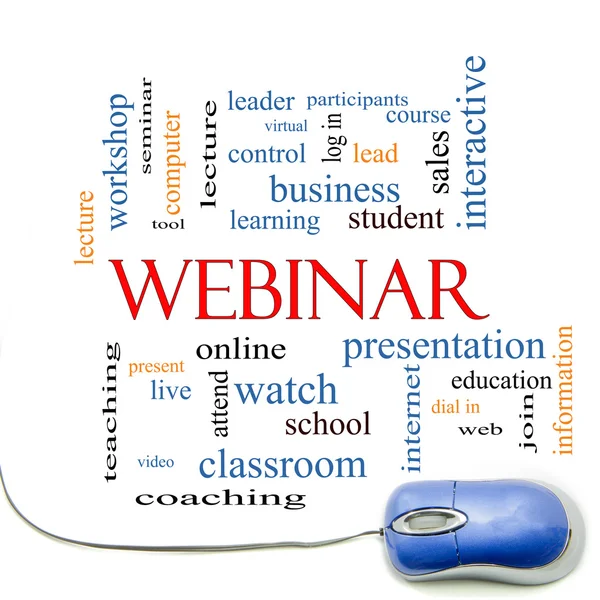 Webinar Word Cloud Concept with mouse — Stock Photo, Image