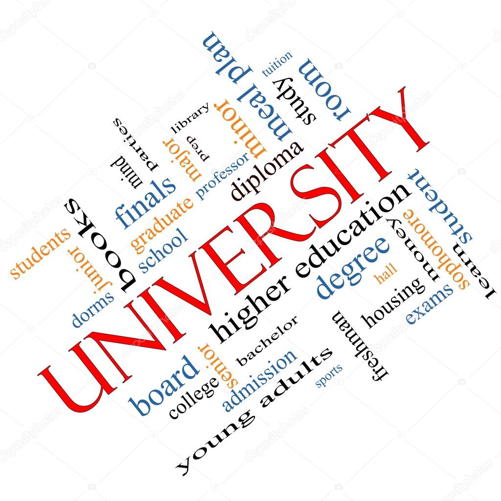University Word Cloud Concept Angled