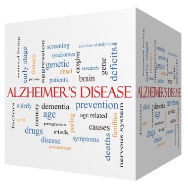 Alzheimer hastalığı 3d küp kelime bulutu kavramı