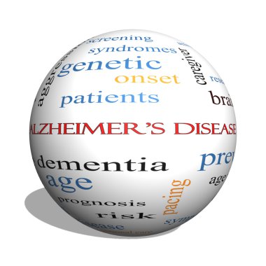 Alzheimer hastalığı 3d küre kelime bulutu kavramı