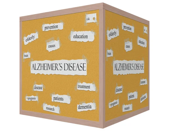 Morbo di Alzheimer 3D cubo Corkboard Word Concept — Foto Stock