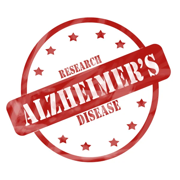 Red Weathered Alzheimer 's Disease Research Stamp Circle and Stars — Stok Foto