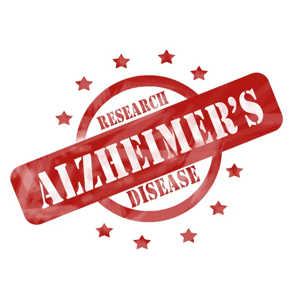 Red Weathered Alzheimer 's Disease Research Stamp Circle and Stars desain — Stok Foto