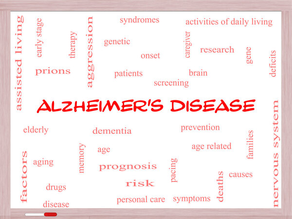 Облачная концепция болезни Альцгеймера на белой доске
