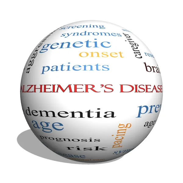 Enfermedad de Alzheimer esfera 3D Word Cloud Concept —  Fotos de Stock