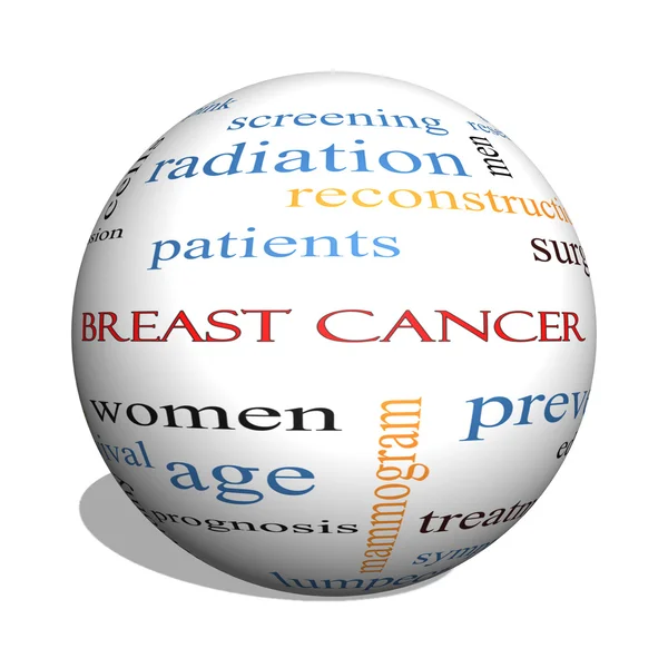 Cancro al seno Sfera 3D Concetto Word Cloud — Foto Stock