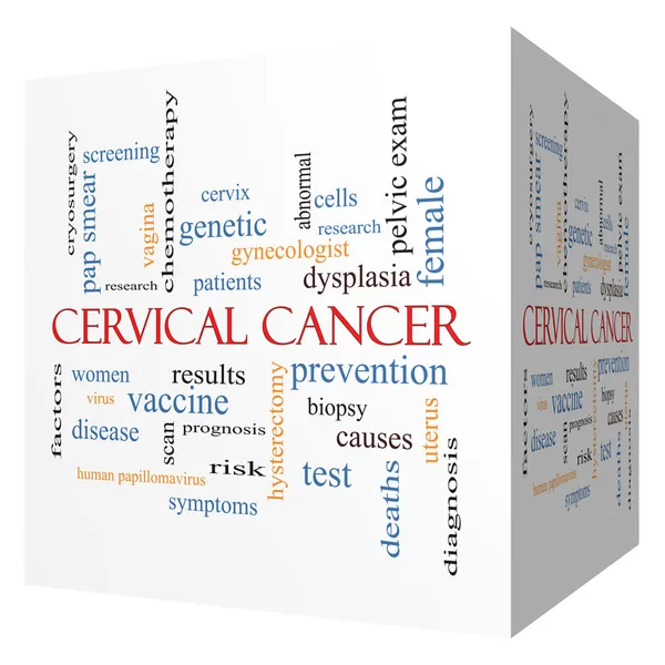 Cervic Cancer 3D куб Word Cloud Concept — стокове фото