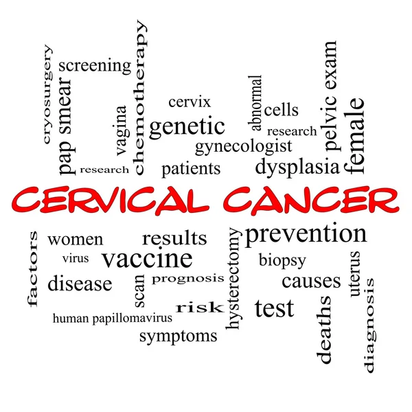 Cervical Cancer Word Cloud Concept in red caps — Stock Photo, Image