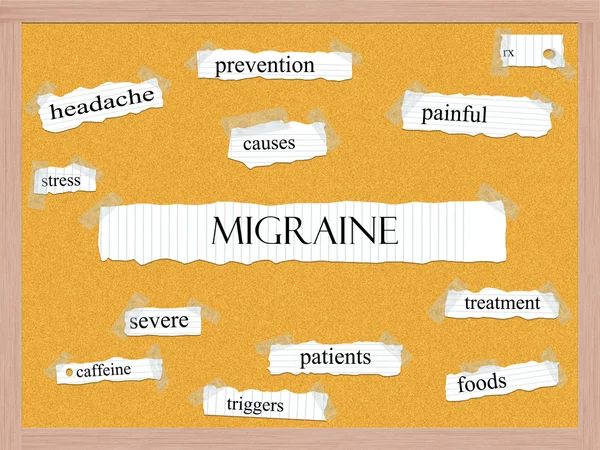Migrena corkboard słowo koncepcja — Zdjęcie stockowe