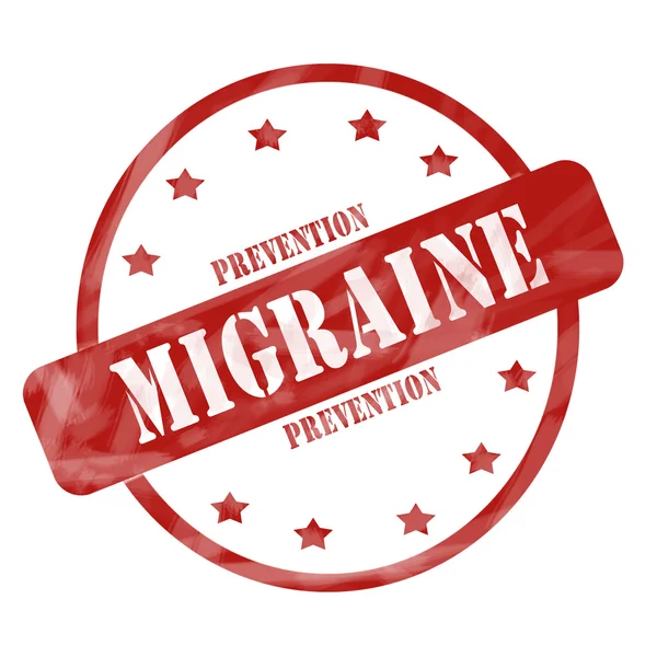 Red Weathered Migraine Prevention Stamp Circle and Stars — Stock Photo, Image