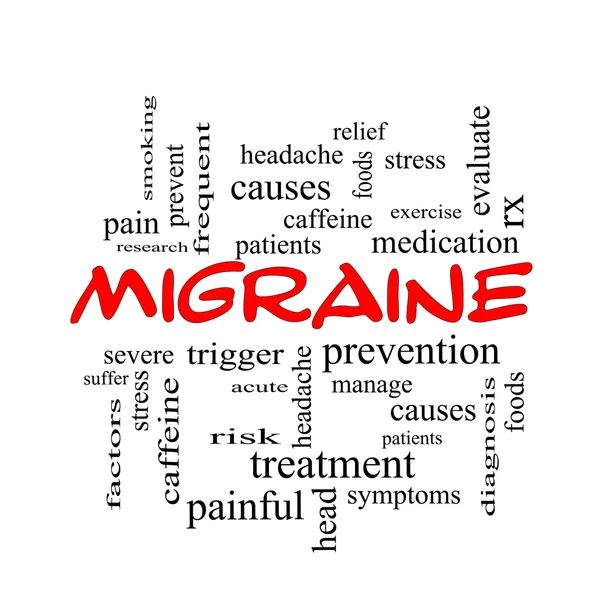 Migraine Word Cloud Concept in red caps — Stock Photo, Image