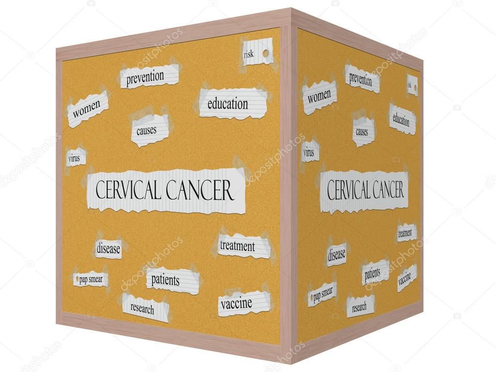 Cervical Cancer 3D cube Corkboard Word Concept
