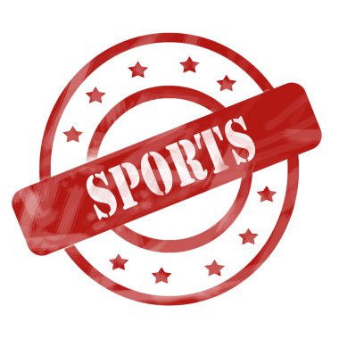 kırmızı spor damga daireler ve yıldız yıpranmış