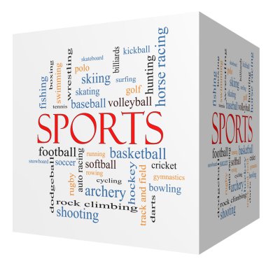 3D küp kelime bulutu konsept spor