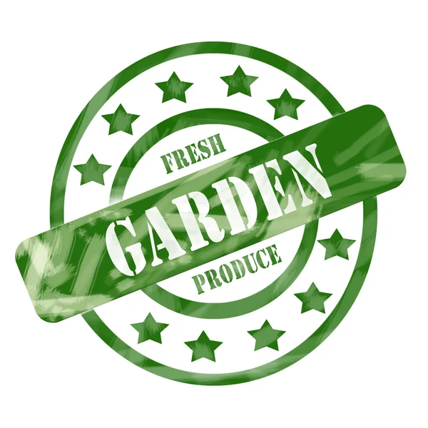 Green Weathered Garden Círculos y estrellas de sello de productos frescos — Foto de Stock