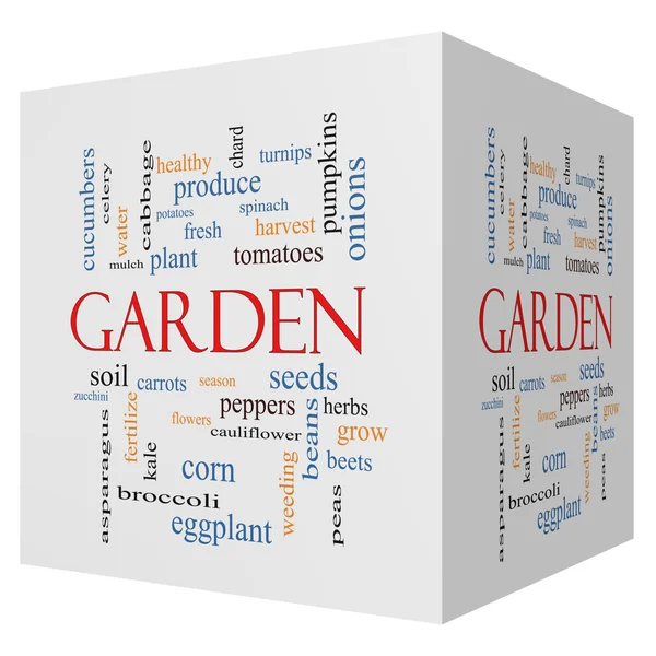 Garden 3D cubo Word Cloud Concept — Fotografia de Stock