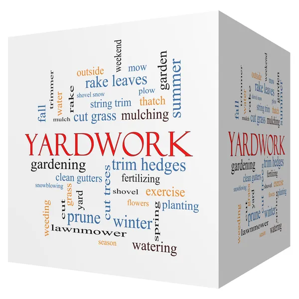 Yardwork 3D cube Word Cloud Concept — Stock Photo, Image
