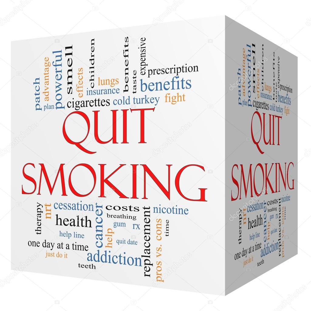 Quit Smoking Word Cloud Concept on a 3D cube