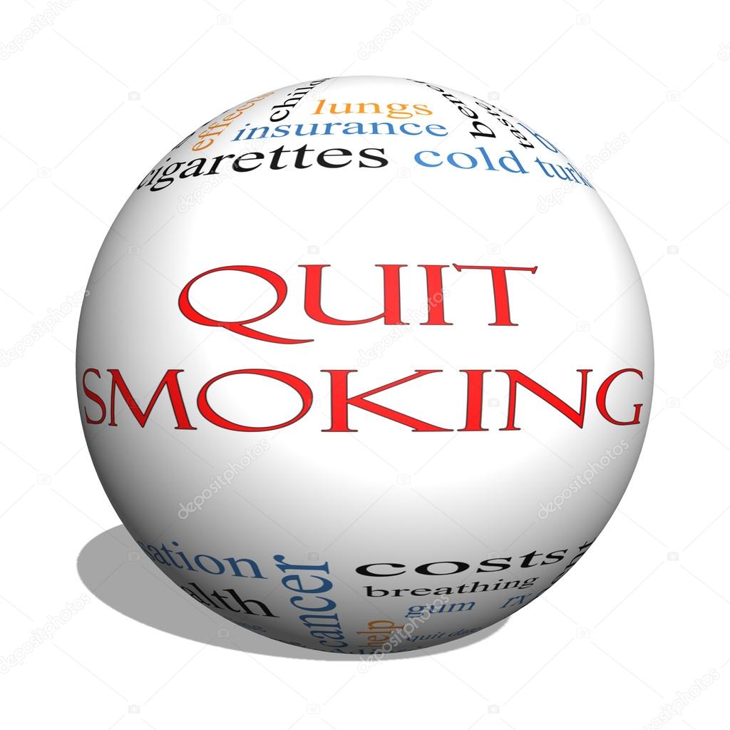 Quit Smoking Word Cloud Concept on a 3D sphere