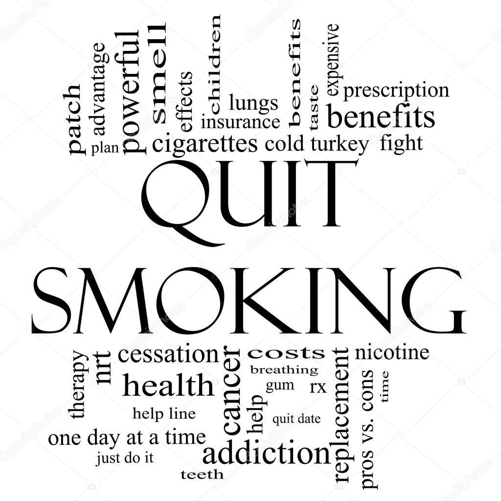 Quit Smoking Word Cloud Concept in black and white