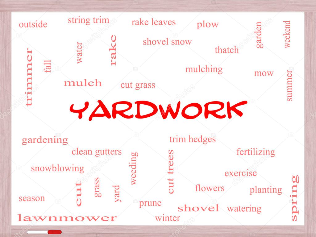 Yardwork Word Cloud Concept on a Whiteboard
