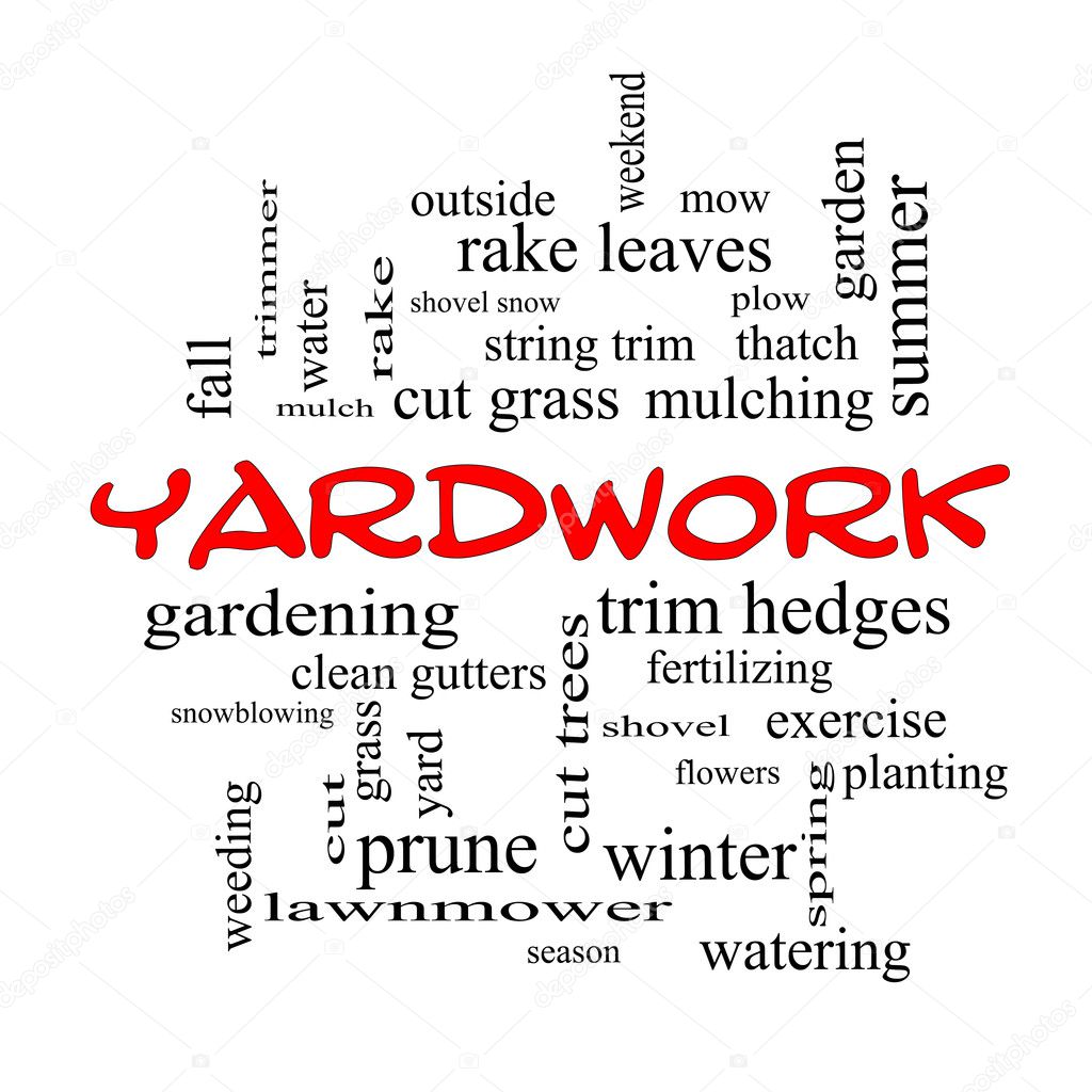 Yardwork Word Cloud Concept in red caps